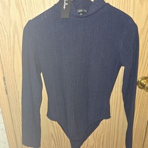 Lulu's Navy Sweater Bodysuit